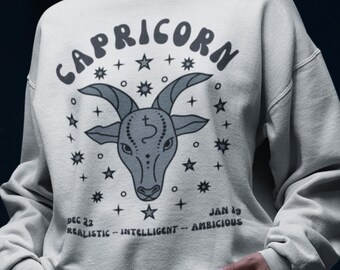 Capricorn Star Sign Zodiac Sweatshirt, Capricorn Astrology Gift Zodiac Tee, The Goat, December Birthday Gift for Her, January Birthday Gifts