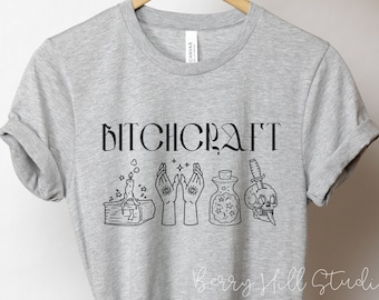 Bitchcraft Shirt, Witchcraft T-Shirt, Witchy Clothing, Wiccan Witch T-shirt, Medium Tarot T-Shirt, Mystical Witch Shirt, Pastel Grunge Shirt