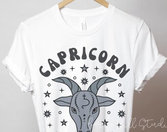 Capricorn 70s Retro Inspired T-shirt, Capricorn Graphic Astrology Tee, Zodiac T-Shirt, Astrology top, Zodiac Present Capricorn Birthday Gift