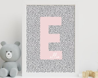 Impresión de nombre personalizada, Arte de pared de guardería, Arte de pared para niñas, Impresión de carta de monograma, Impresión de nombre de niño, Arte de pared de letra, Iniciales de guardería