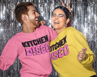 Kitchen Disco Sweater, Disco Jumper, Womans Disco Sweatshirt Slogan Gift for Her, Eclectic Jumper, Cosy Crewneck Pullover Sweatshirt