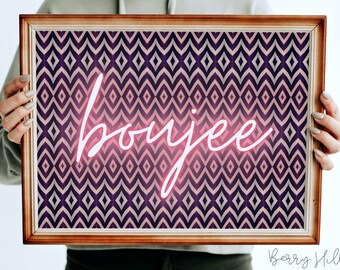 Boujee Neon Wall Art Print, Neon Effect Art Print, Customised Neon Prints, Neon Print Poster, Personalised Neon Wall Art Print, Gift For Her