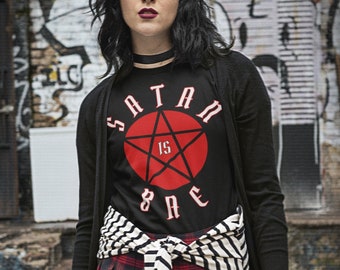 Satan Is Bae, Hail Satan t shirt, Grunge Aesthetic Clothing, Pastel Goth Clothing, Funny Halloween Shirts for Women