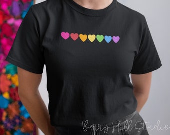 Rainbow Hearts T Shirt Gay Pride LGBTQ Flag, Gay Love Shirt, Gay AF Pride Shirt, Gay Pride Parade, Queer Love is Love Unisex T-Shirt