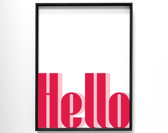 Hello Art Print, Bright Welcome Wall Art, Hello Prints, Hello Wall Art, Printable Wall Art, Entryway Wall Decor Minimalist, Digital Download