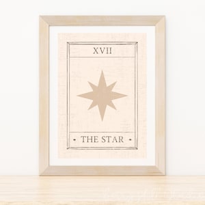 La impresión de cartas del tarot estrella, impresiones de tarot, decoración del hogar Boho, impresiones de cartas del tarot, impresiones de arte mural moderno, boho gypsy, L'ÉTOILE, regalos para el hogar