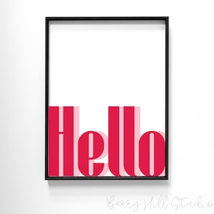 Hello Art Print, Bright Welcome Wall Art, Hello Prints, Hello Wall Art, Printable Wall Art, Entryway Wall Decor Minimalist, Digital Download