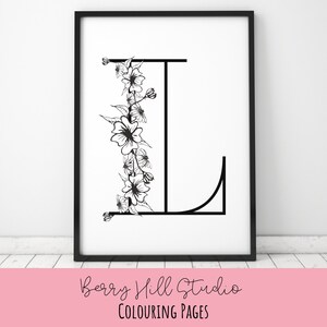 Floral Coloring Pages Letter E Colouring Page Print Etsy