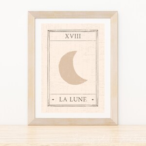 Tarot Art Prints, Celestial Wall Art, The Moon Tarot Card, Boho Decor, Home Gifts for Her, Boho Gypsy Moon Wall Art Tarot Prints, LA LUNE