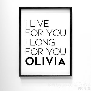 Olivia Poster Print, Olivia Lyrics Wall Art PRINTABLE, Lyrics Posters, Typography Wall Art Print, Music Posters