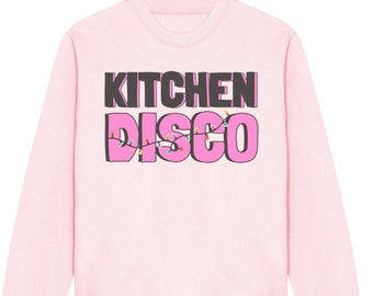 Kitchen Disco Sweater, Disco Jumper, Womans Disco Sweatshirt Slogan Gift for Her, Eclectic Jumper, Cosy Crewneck Pullover Sweatshirt