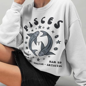 Regalo del segno zodiacale dei Pesci, Felpa zodiacale, Regalo zodiacale Pesci T-shirt zodiacale, Il pesce, Regalo di compleanno di febbraio per lei, Regali di compleanno di marzo