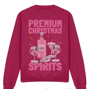 Premium Christmas Spirits Damen Gemütlicher Weihnachtspullover, Weihnachtspullover, Lustiger Pullover, Weihnachtspullover, Gin Sweatshirt, Weihnachtspullover