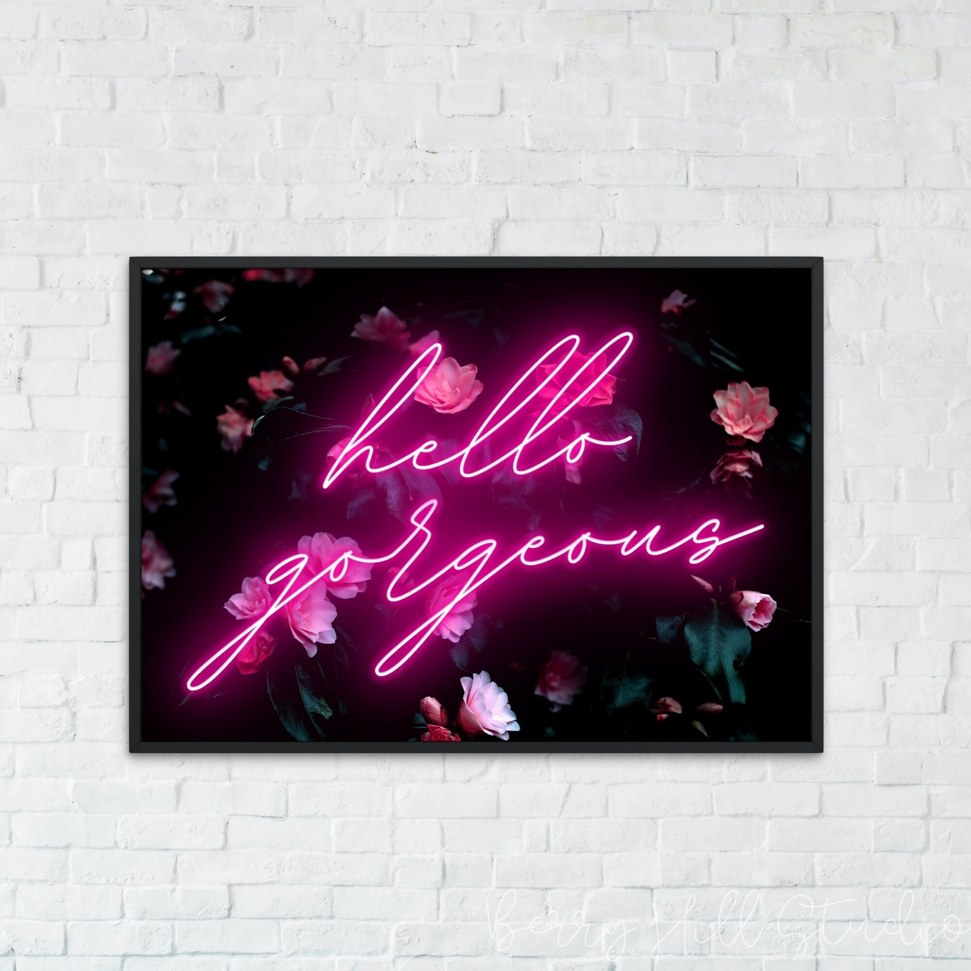Hello Gorgeous Neon Wall Art Print Neon Effect Art Print | Etsy