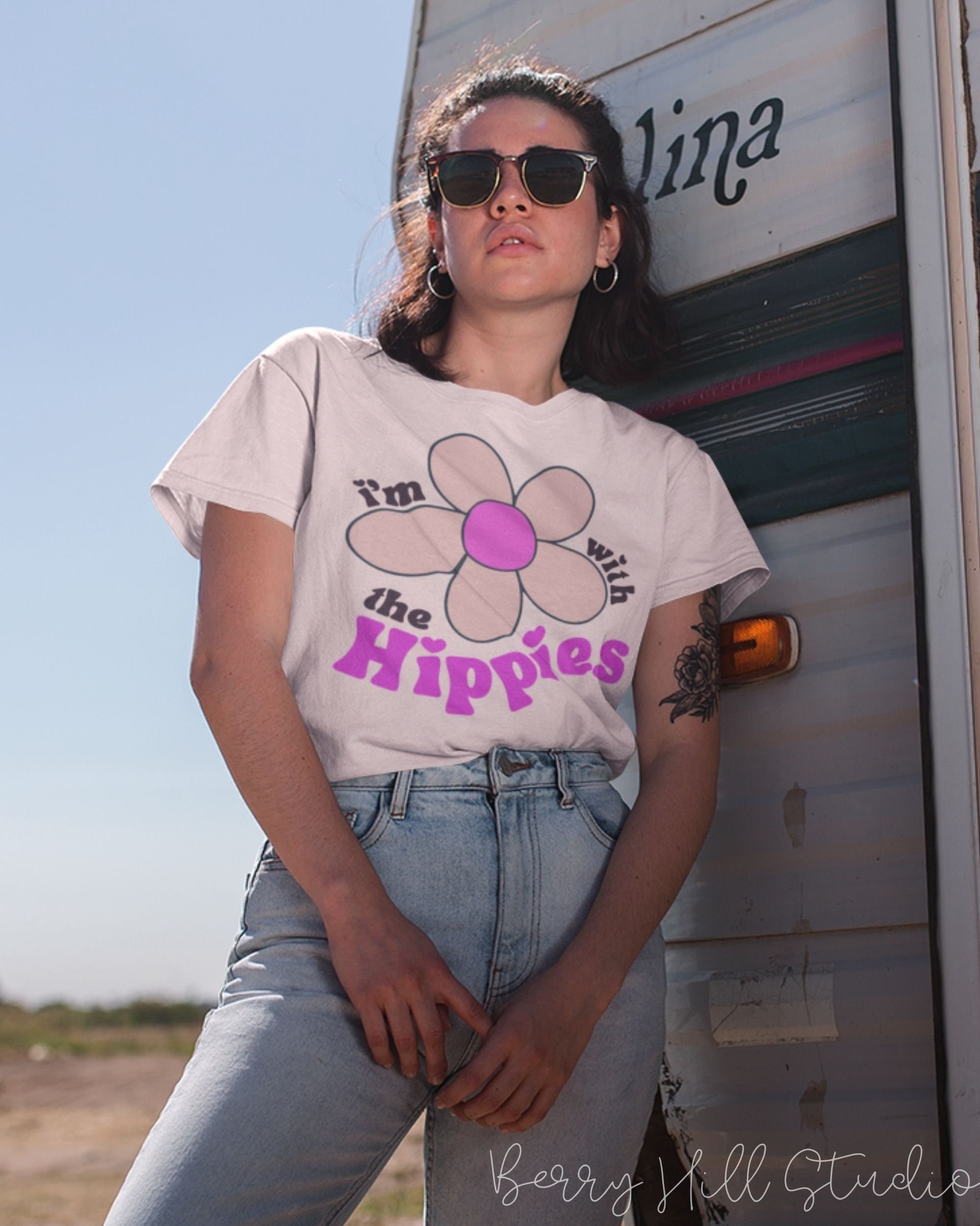 Hippie T Shirt, Flower Power Shirt, Retro 70s Aesthetic Tee, 60s