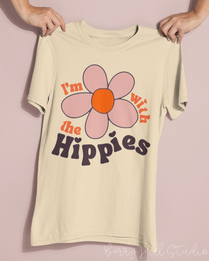 Hippie T Shirt, Flower Power Shirt, Retro 70s Aesthetic Tee, 60s Shirt, 70s Style Clothing, Retro Summer Hippie Shirt, Gift for Her image 2