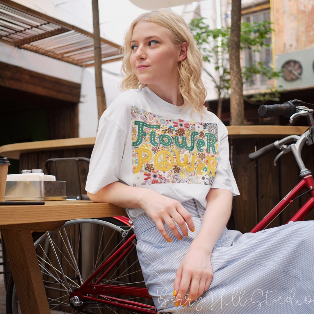Flower Power Shirt, Retro Flower Power Graphic T Shirt, Floral 70s