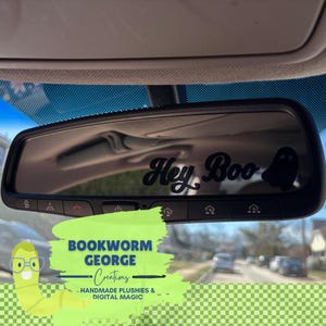 Autosticker Hey Boo Ghost: accessoire voor spookachtige achteruitkijkspiegel