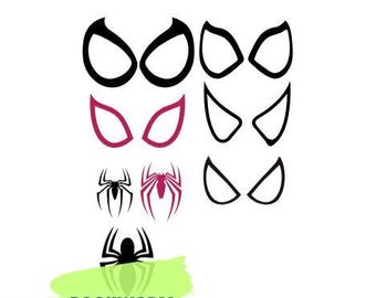 スパイダーヒーローの目 SVG: かぎ針編みのぬいぐるみマスクのカットファイル（デジタルダウンロード）