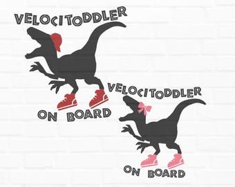 Velocitoddler On Board SVG: 恐竜ベビーカーデカール（デジタルダウンロード）