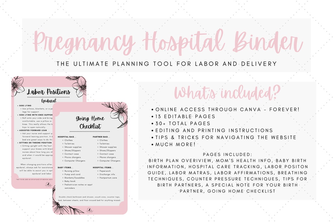 Pregnancy Hospital Binder/Planner for Labor & Delivery Etsy
