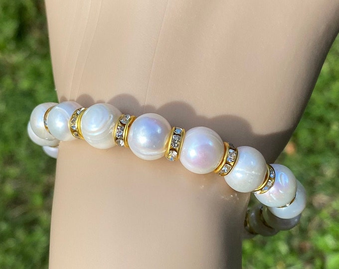 Natural Freshwater Pearl Gold Bracelet