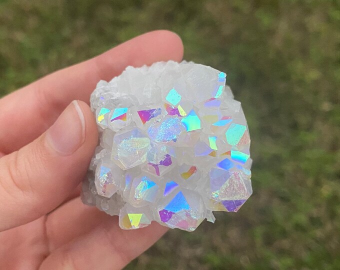 Angel Aura Quartz Crystal Cluster Genuine