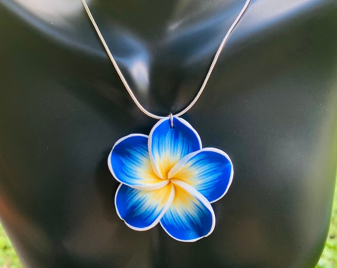 Handmade Clay Flower Necklace With Sterling Silver Chain