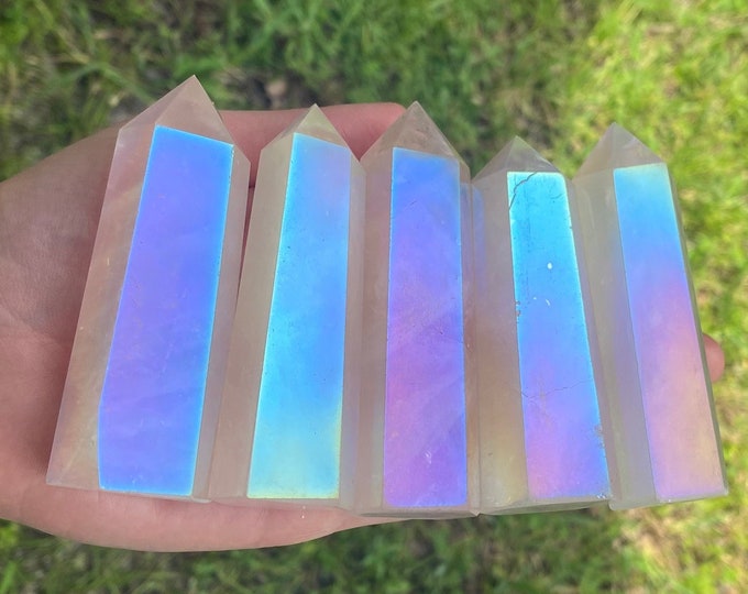 Angel Aura Rose Quartz Crystal Point Tower Obelisk