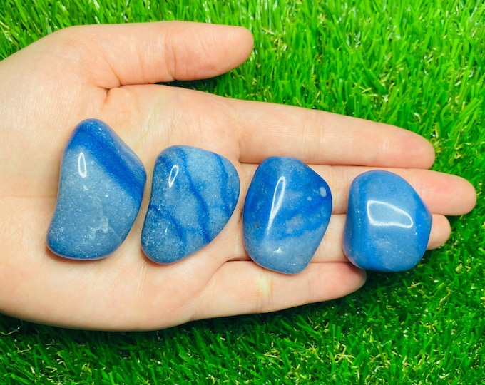 Natural Blue Quartz Tumbled Polished Crystal Stone