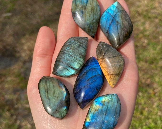Featured listing image: Natural High Flash Labradorite Crystal Cabochon Palm Stones