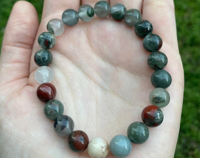 Natural Bloodstone Crystal Bracelet 8MM Handmade Custom Made Jewelry
