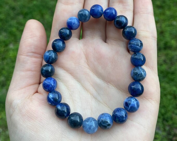 Natural Sodalite Crystal Bracelet 8MM Handmade Custom Made Jewelry