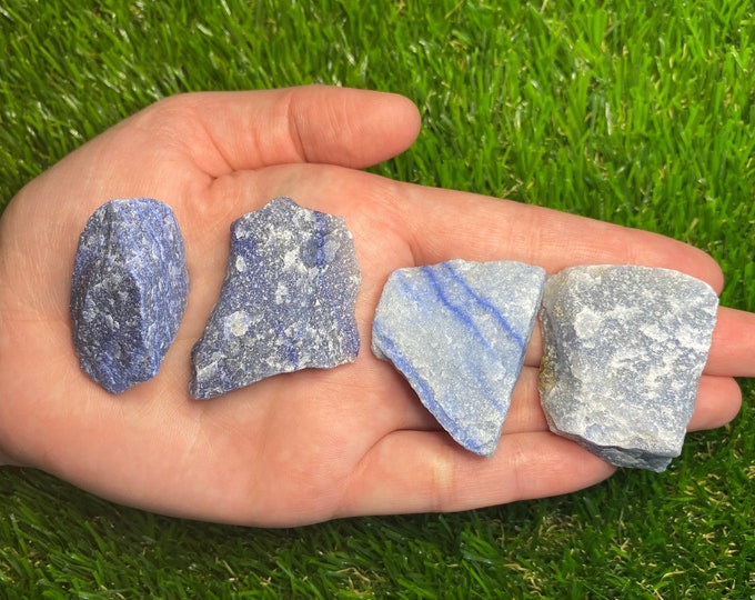 Natural Blue Quartz Raw Stone Crystal Chunk
