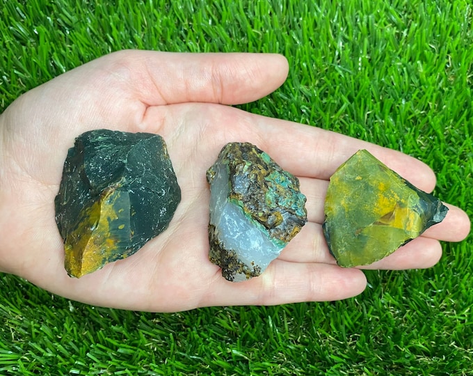 Natural Yellow and Green Jasper Raw Stone Crystal Chunk