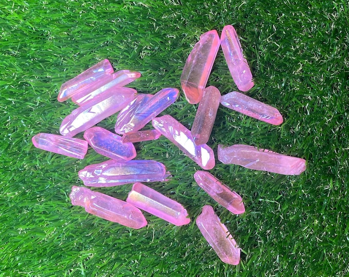 Pink Angel Aura Quartz Crystal Polished Point Wand