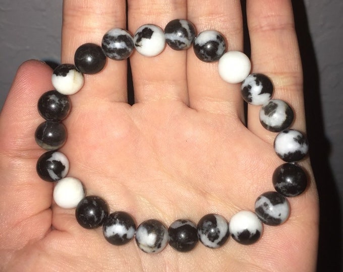 Natural Brush Painting Jasper Crystal Bracelet 8MM Handmade Custom Made Jewelry