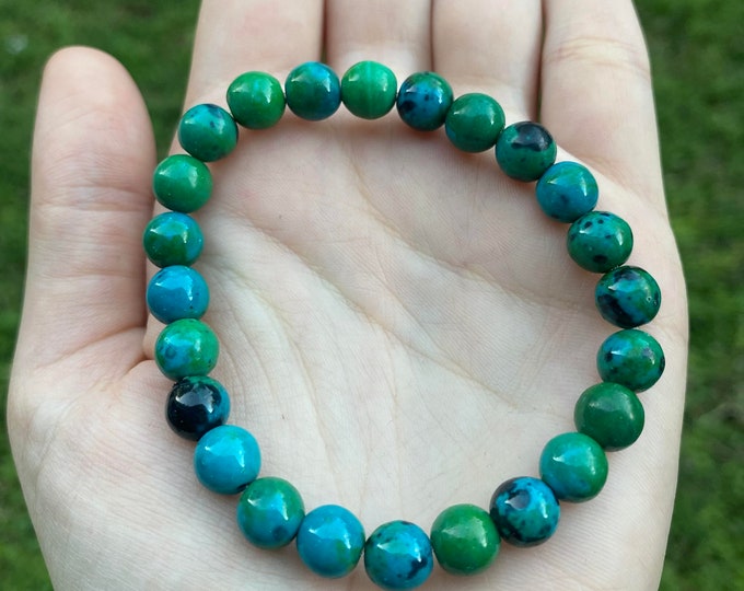 Natural Chrysocolla Crystal Bracelet 8MM Handmade Custom Made Jewelry
