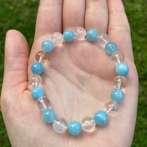 Natürliche blaue Quarz Kristall Armband 8 MM Handmade Schmuck nach Maß