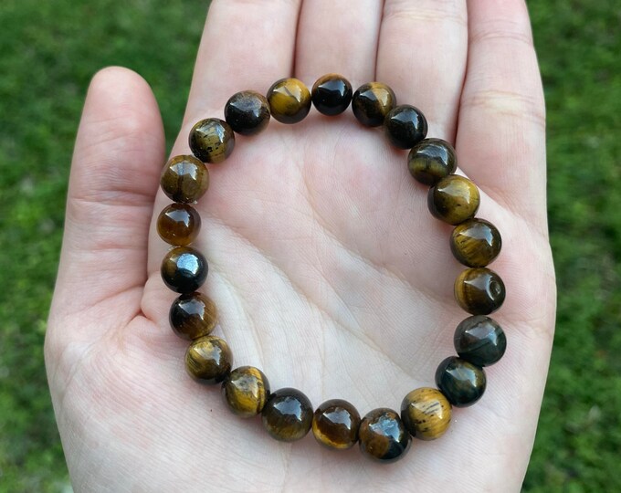 Natural Tiger’s Eye Crystal Bracelet 8MM Handmade Custom Made Jewelry