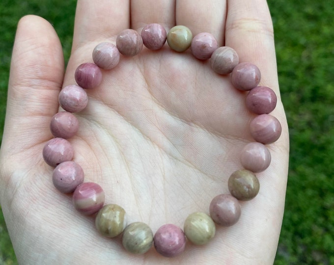 Natural Rhodochrosite Crystal Bracelet 8MM Handmade Custom Made Jewelry