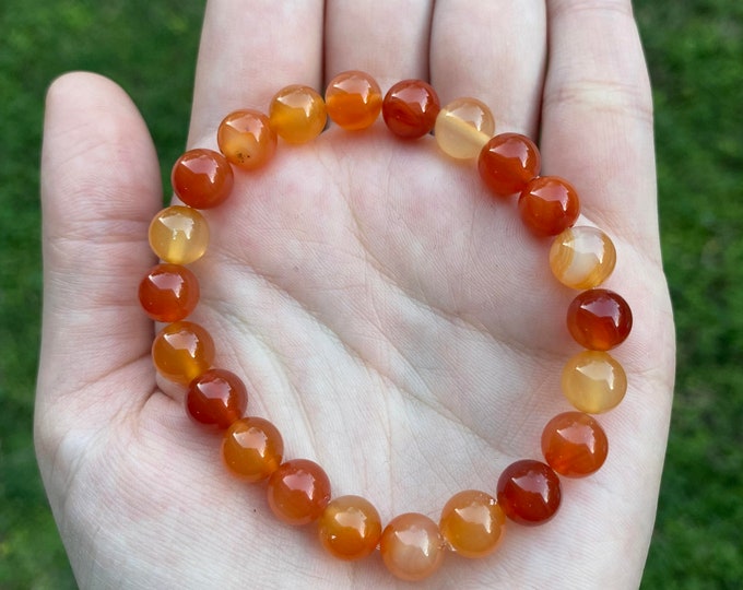 Natural Carnelian Crystal Bracelet 8MM Handmade Custom Made Jewelry