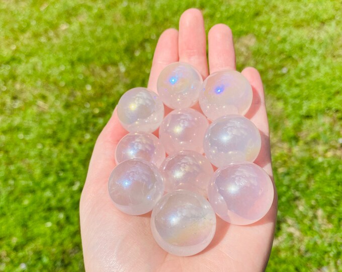Angel Aura Rose Quartz Crystal Polished Sphere