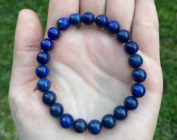 Natural Lapiz Lazuli Crystal Bracelet 8MM Handmade Custom Made Jewelry