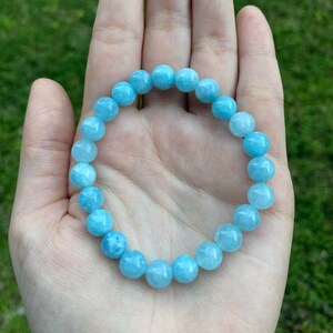 Natürliche blaue Quarz Kristall Armband 8 MM Handmade Schmuck nach Maß