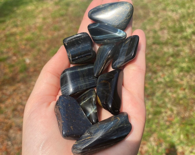 Natural Blue Tiger's Eye Polished Tumbled Stones