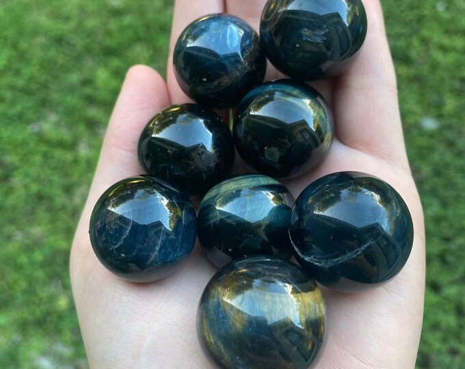 Natural Blue/Gold Tiger's Eye Crystal Polished Spheres