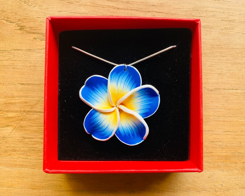 Handmade Clay Flower Necklace With Sterling Silver Chain