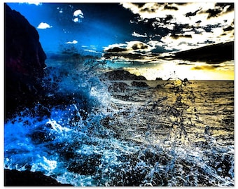 Costa Rica - Metallkunst - Playmobil - Golden Hour Sundown Wave Crashing Series #3