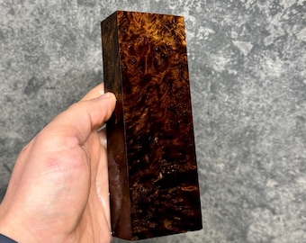 Stabilised Ebony Burl Block Wood Craft Knife Scale Pen Blank #125